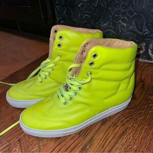MM6 by Maison Margiela Neon Yellow High Top Sneakers